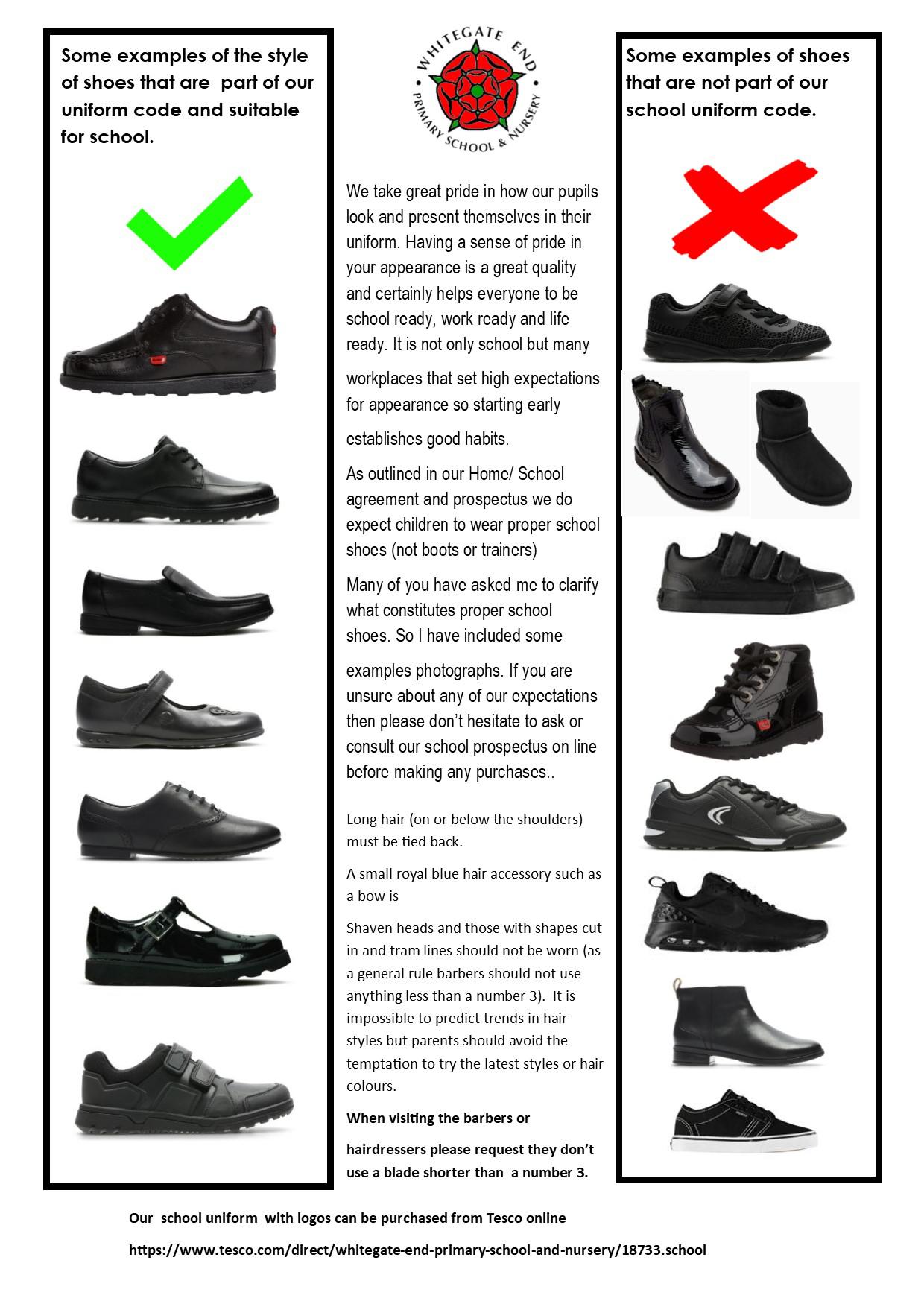 Examples of school shoes